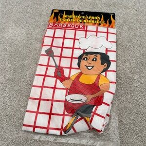 Chef-Themed Red and White Barbecue Apron